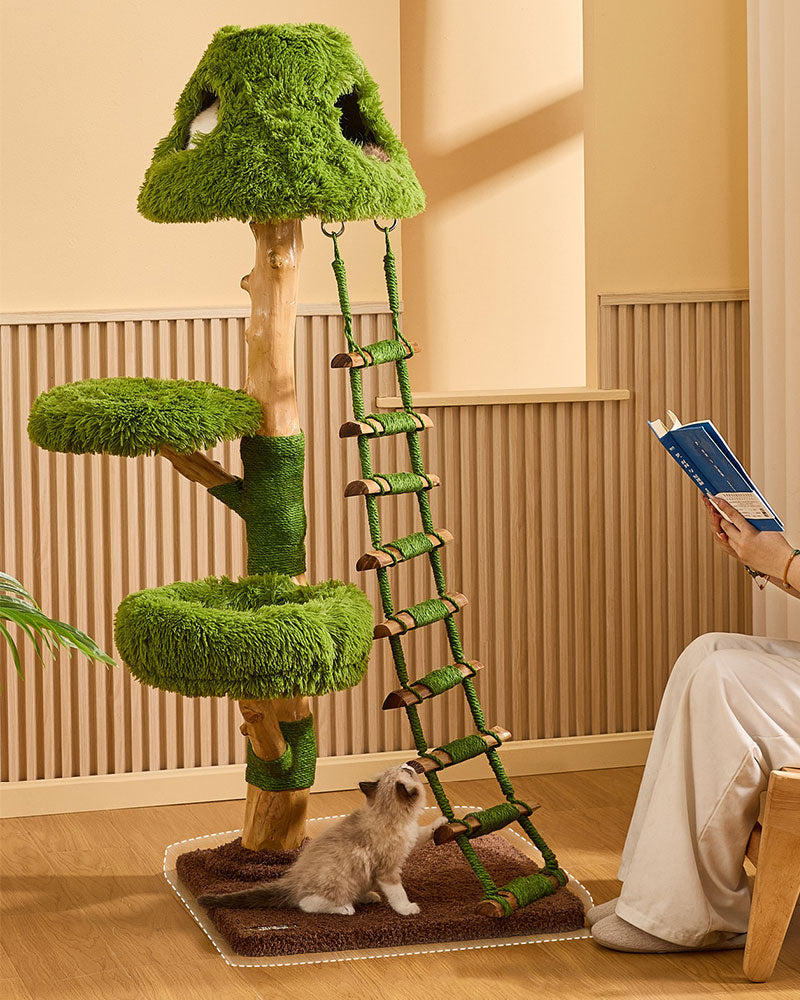 Wooden Cloud Stepper Cat Tree Tower