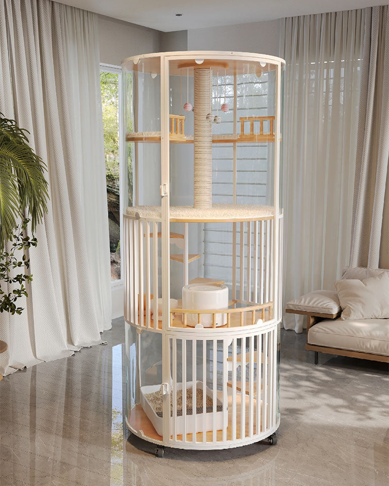 Heavenly Panorama Glass Cat Villa