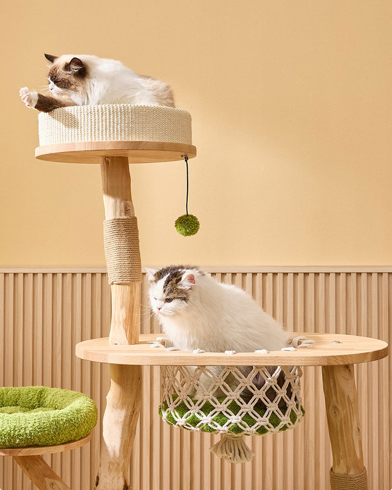 Jungle Wood Cat Tree with Hanging Basket MAX
