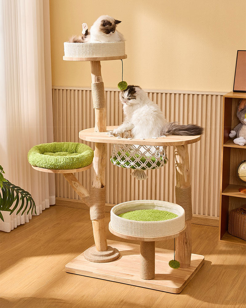 Jungle Wood Cat Tree with Hanging Basket MAX – MEWLANDS