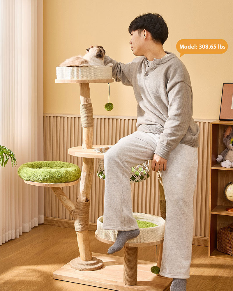 Jungle Wood Cat Tree with Hanging Basket MAX
