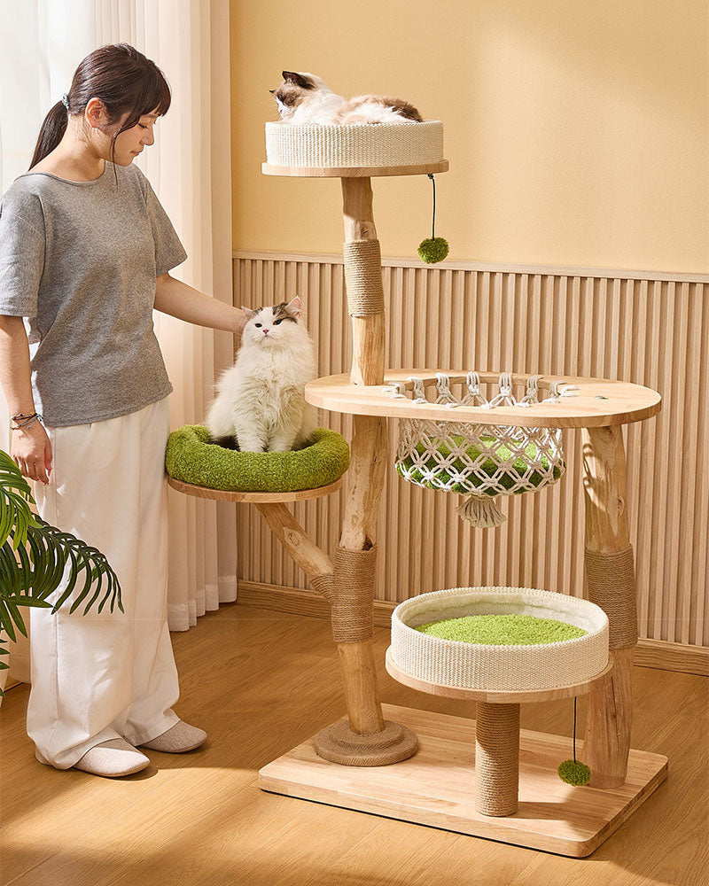 Jungle Wood Cat Tree with Hanging Basket MAX