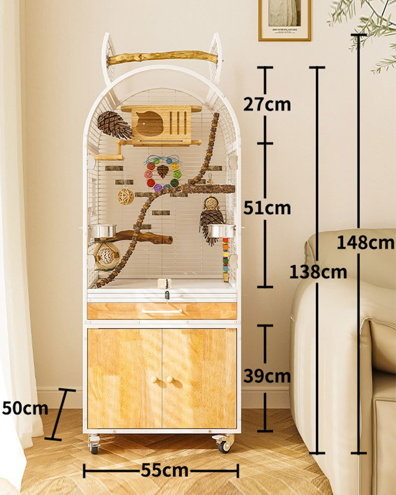 Luxury Indoor Bird Cage for Parrots with Skylight