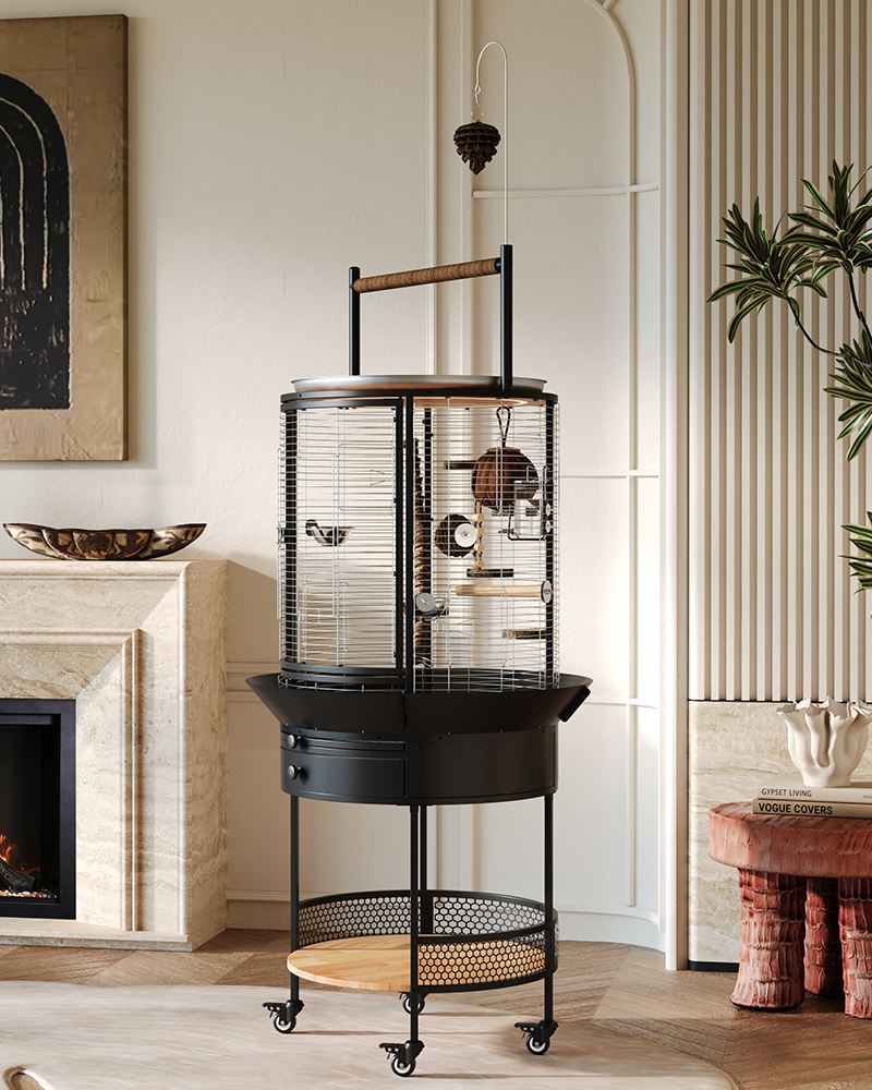 Luxury Multifunctional Stainless Steel Bird Cage Villa