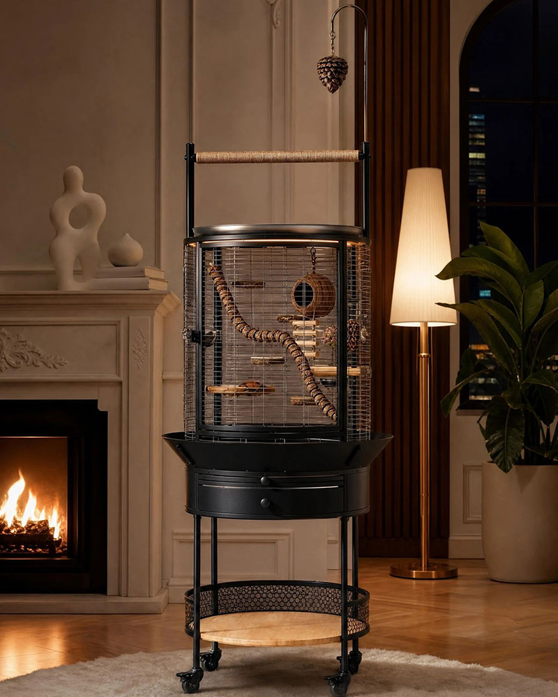 Luxury Multifunctional Stainless Steel Bird Cage Villa