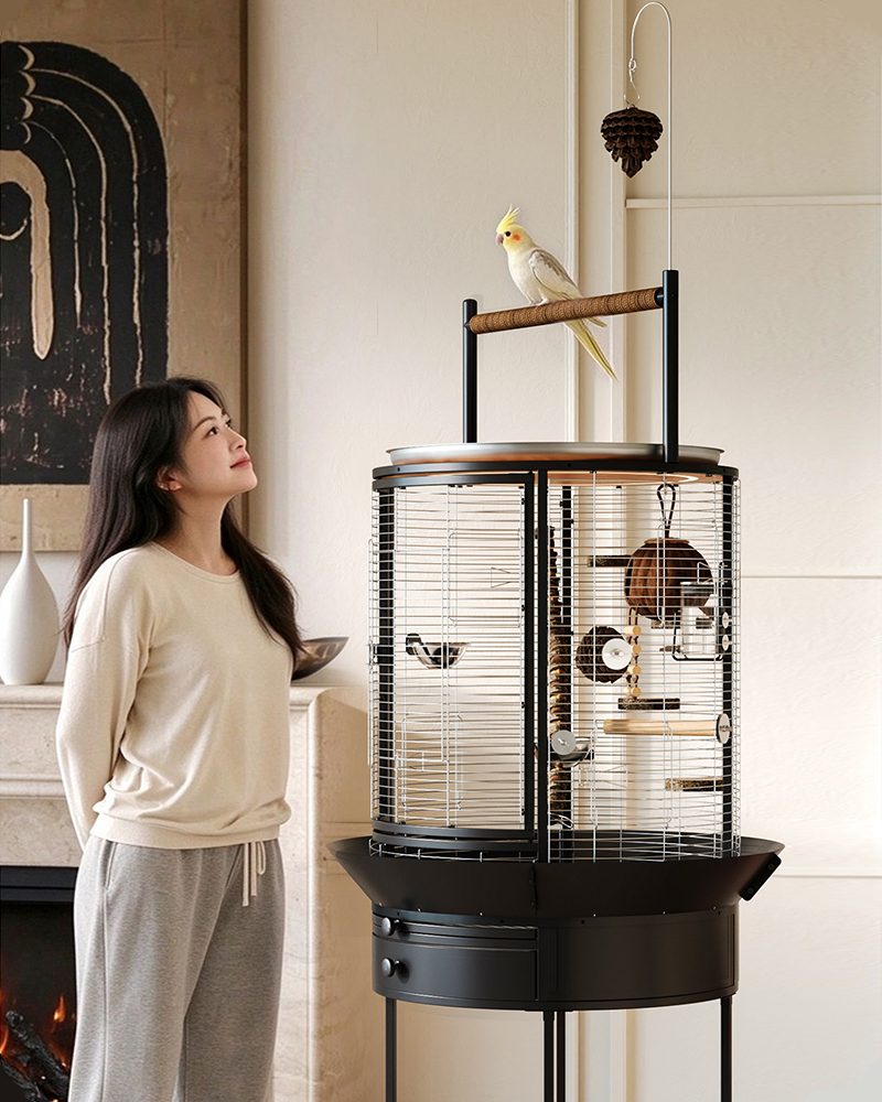 Luxury Multifunctional Stainless Steel Bird Cage Villa