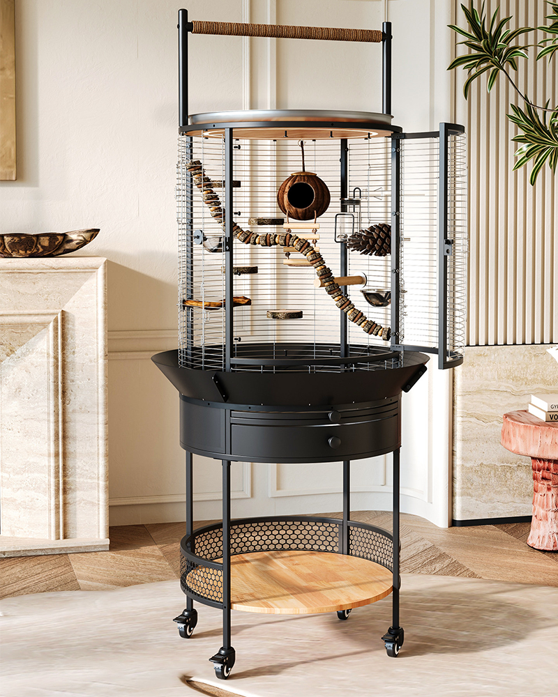 Luxury Multifunctional Stainless Steel Bird Cage Villa
