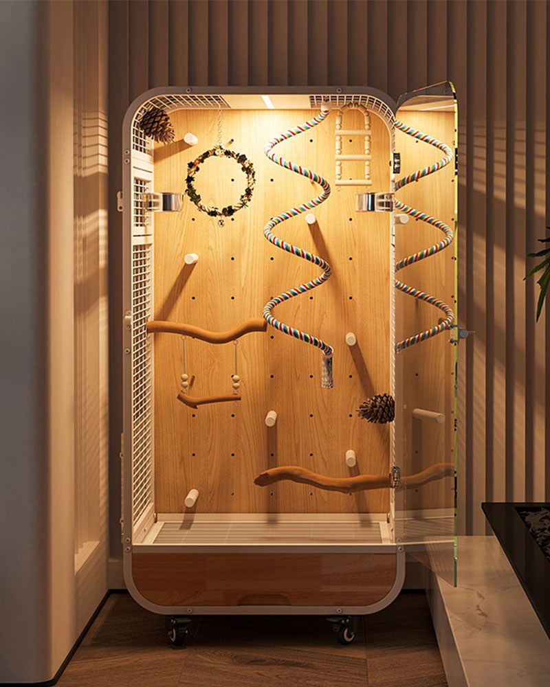 Luxury Wooden Bird Cage for Parrots