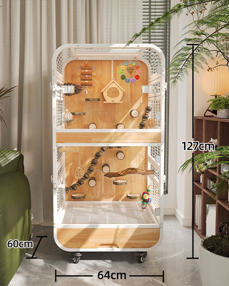 Luxury Wooden Bird Cage for Parrots