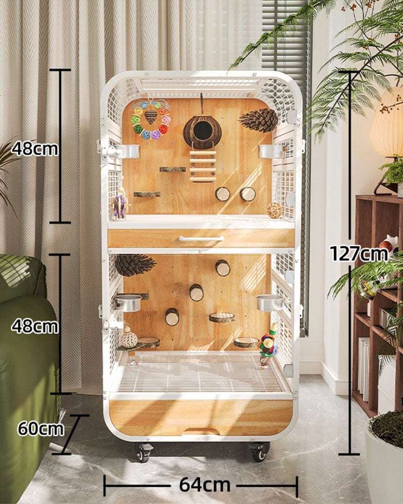 Luxury Wooden Bird Cage for Parrots