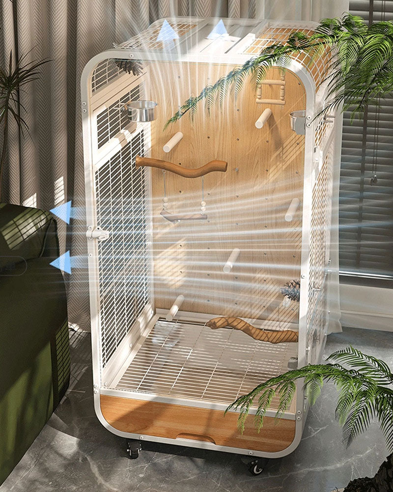 Luxury Wooden Bird Cage for Parrots