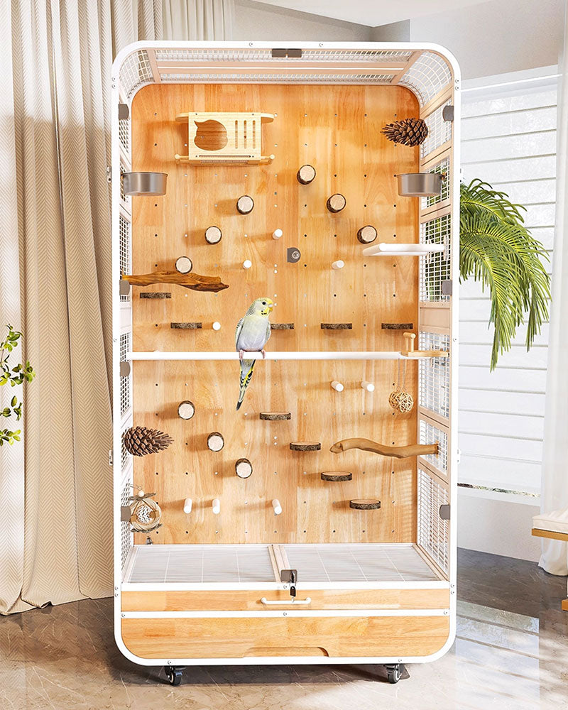 Luxury Large Solid Wood Parrot Cage Bird Villa