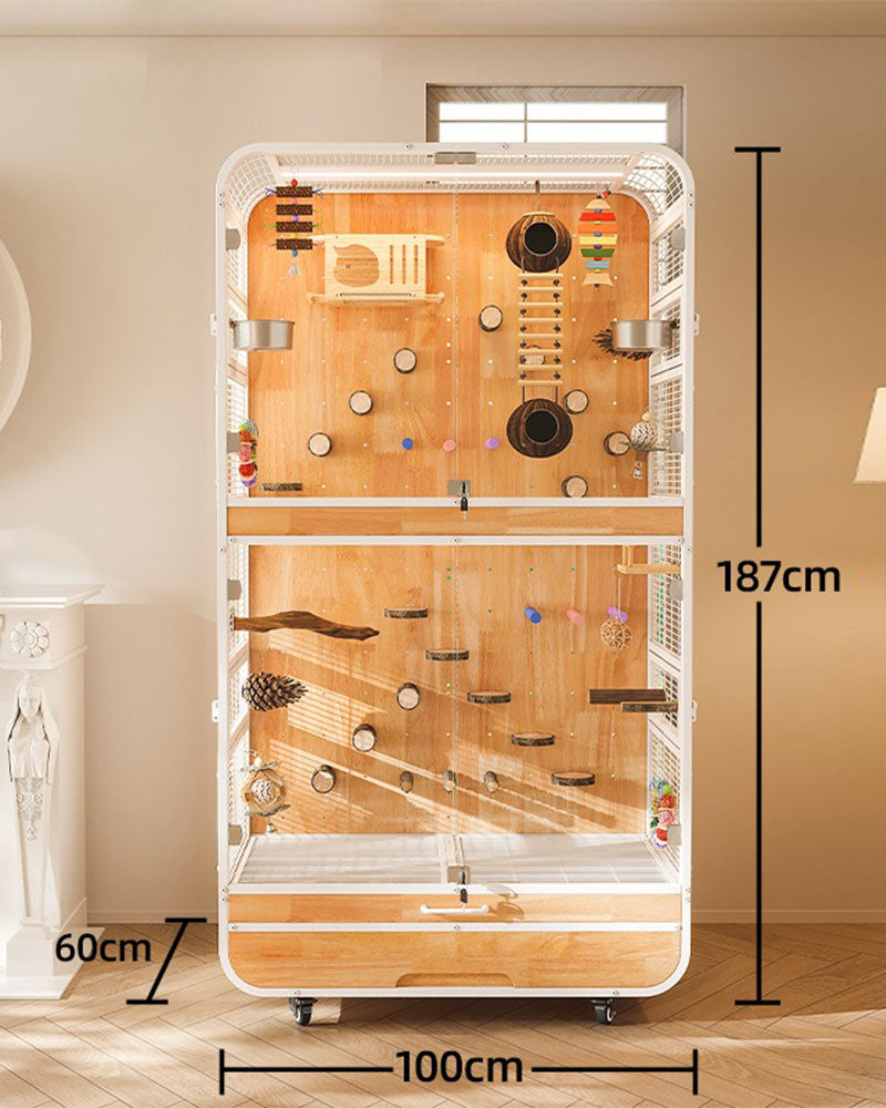 Luxury Large Solid Wood Parrot Cage Bird Villa