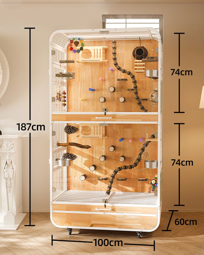 Luxury Large Solid Wood Parrot Cage Bird Villa