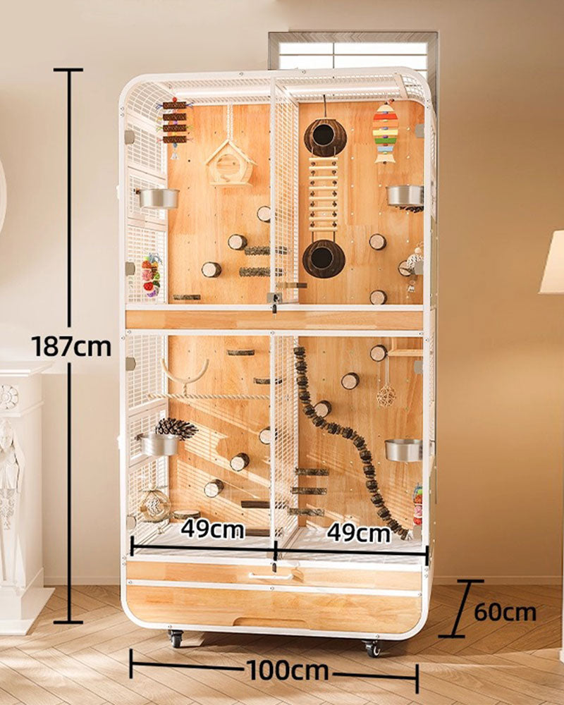 Luxury Large Solid Wood Parrot Cage Bird Villa