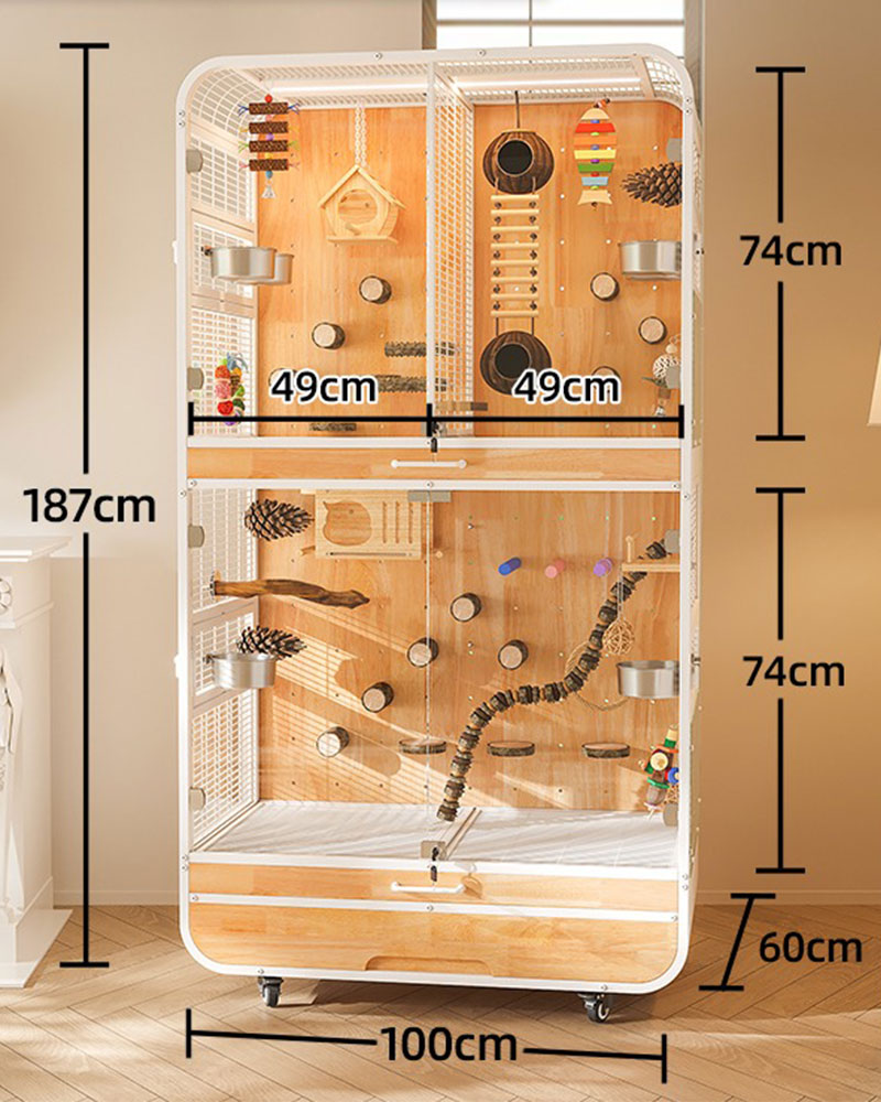Luxury Large Solid Wood Parrot Cage Bird Villa
