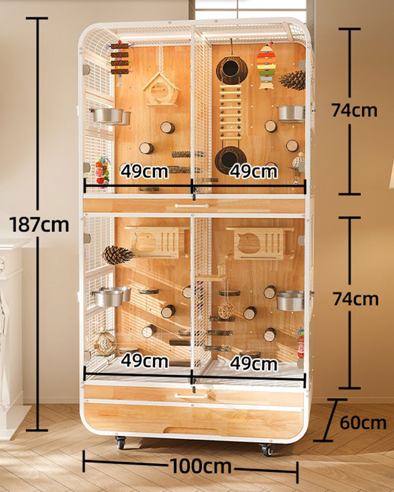 Luxury Large Solid Wood Parrot Cage Bird Villa