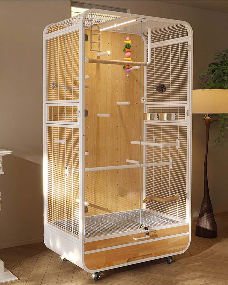 Luxury Large Solid Wood Parrot Cage Bird Villa