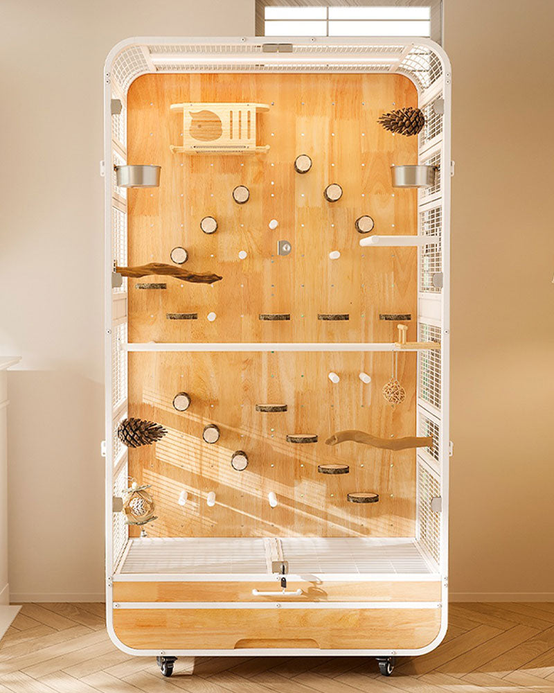 Luxury Large Solid Wood Parrot Cage Bird Villa