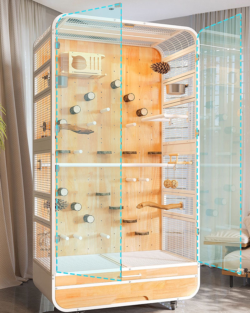 Luxury Large Solid Wood Parrot Cage Bird Villa