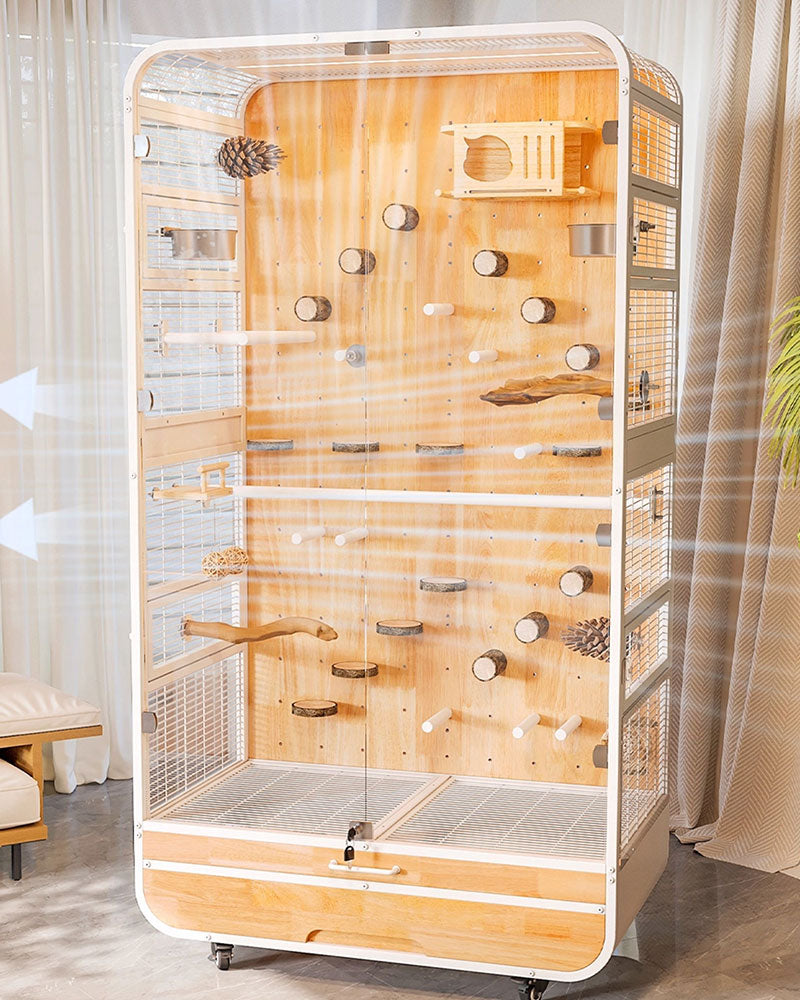 Luxury Large Solid Wood Parrot Cage Bird Villa