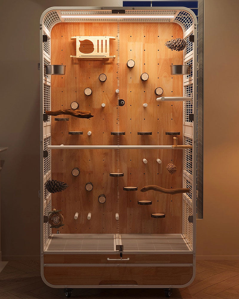 Luxury Large Solid Wood Parrot Cage Bird Villa