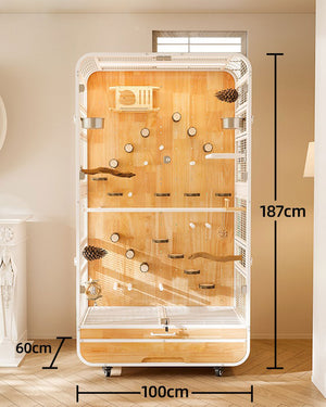Luxury Large Solid Wood Parrot Cage Bird Villa