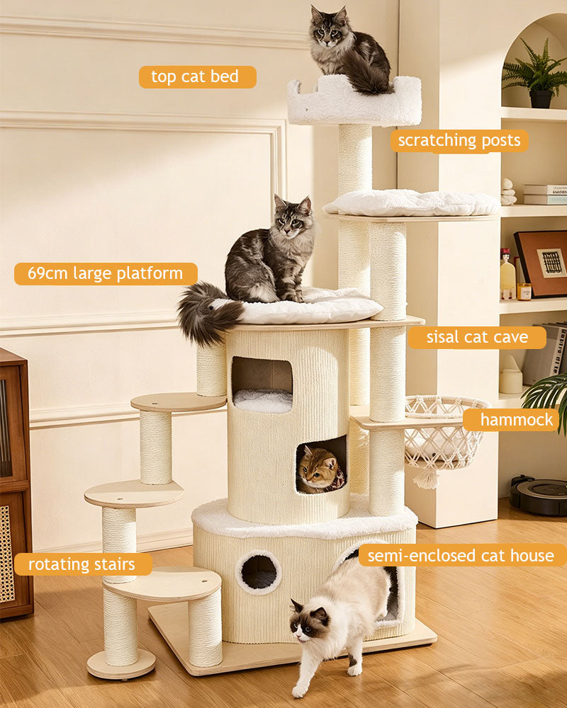Modern Luxury Rotating Cat Tree for Large Cats
