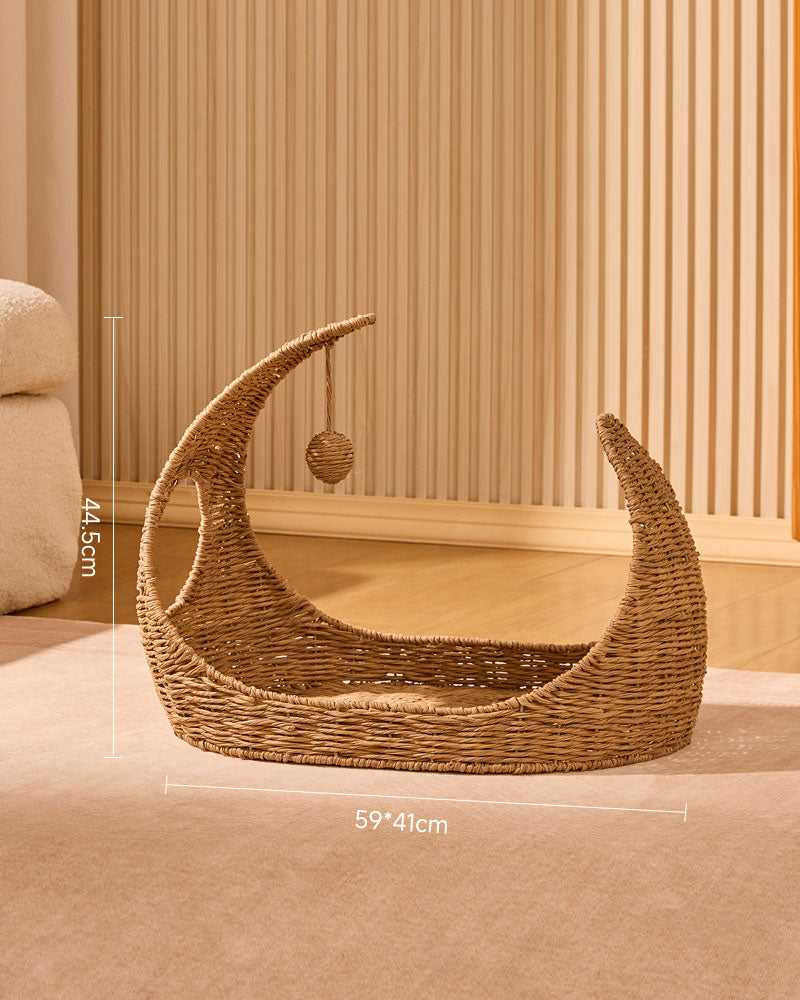 Moon-Shaped Woven Comfortable Cat Bed