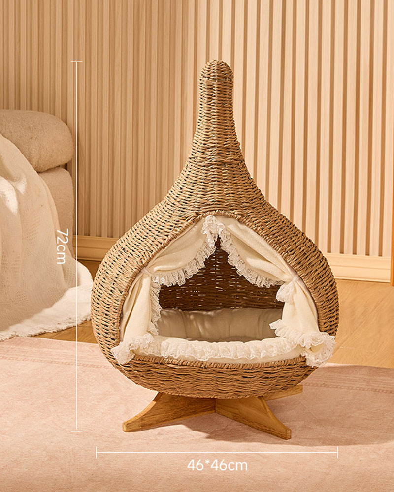Stylish Teardrop Woven Elevated Cat Bed