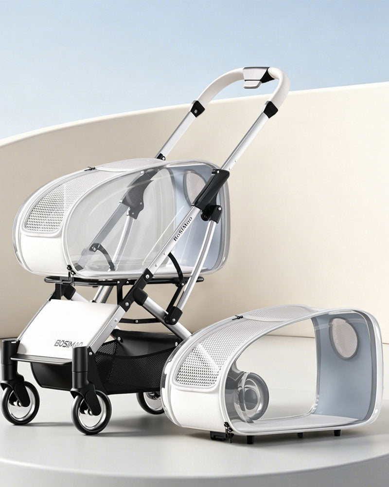 Transparent Parrot Stroller Pet Bird Carrier with Wheels