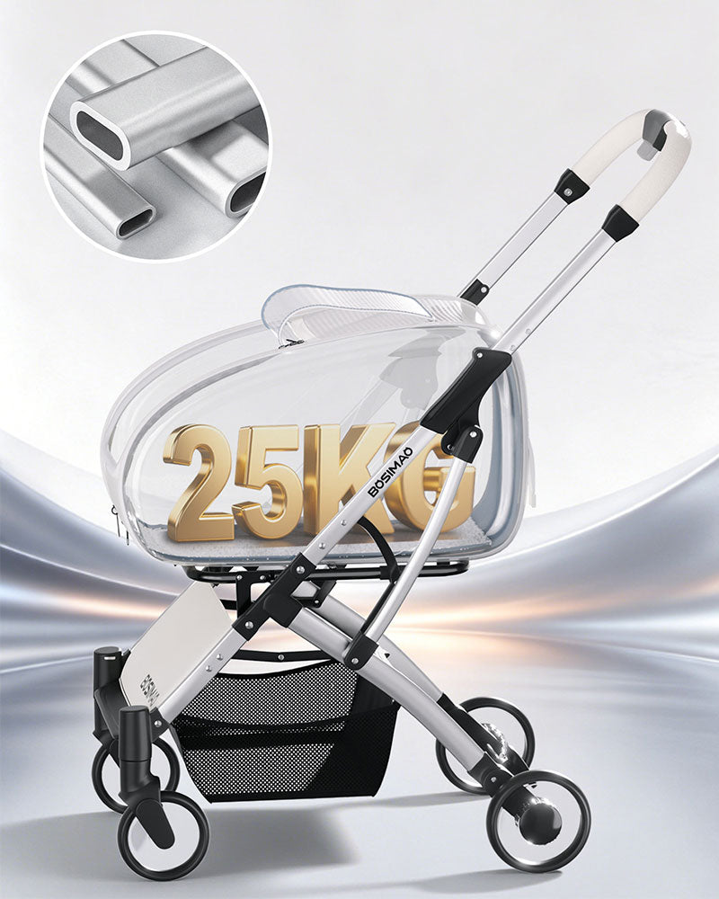Transparent Parrot Stroller Pet Bird Carrier with Wheels