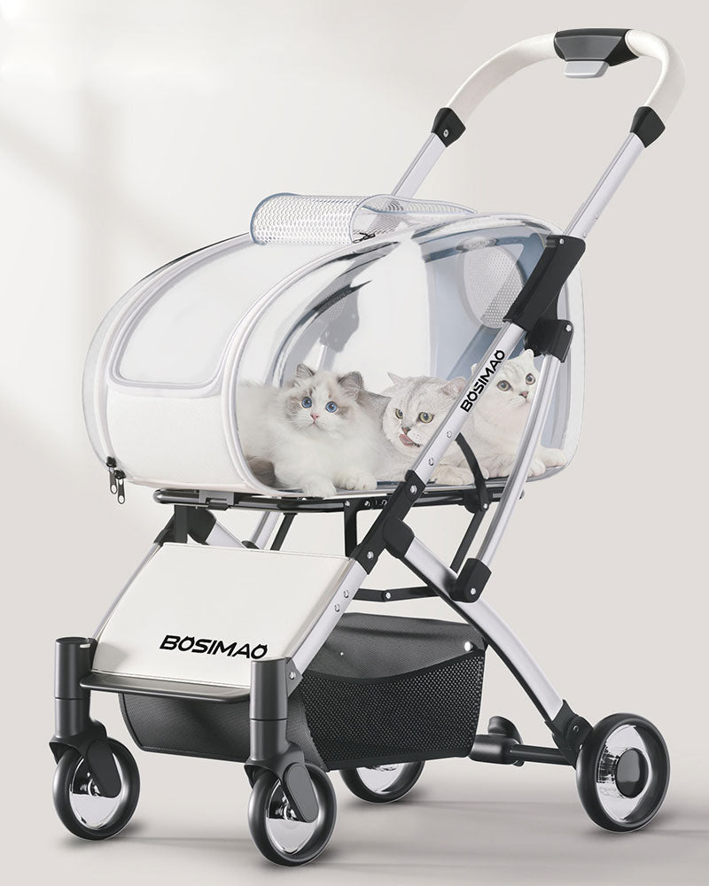 Transparent Parrot Stroller Pet Bird Carrier with Wheels