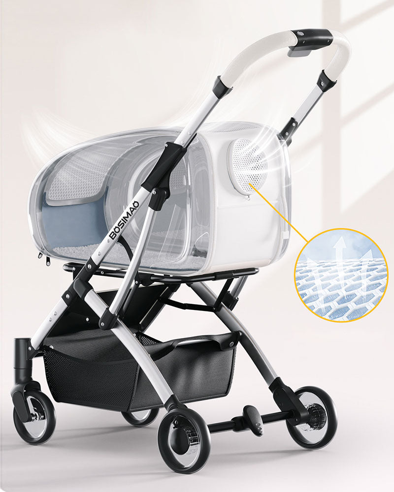 Transparent Parrot Stroller Pet Bird Carrier with Wheels