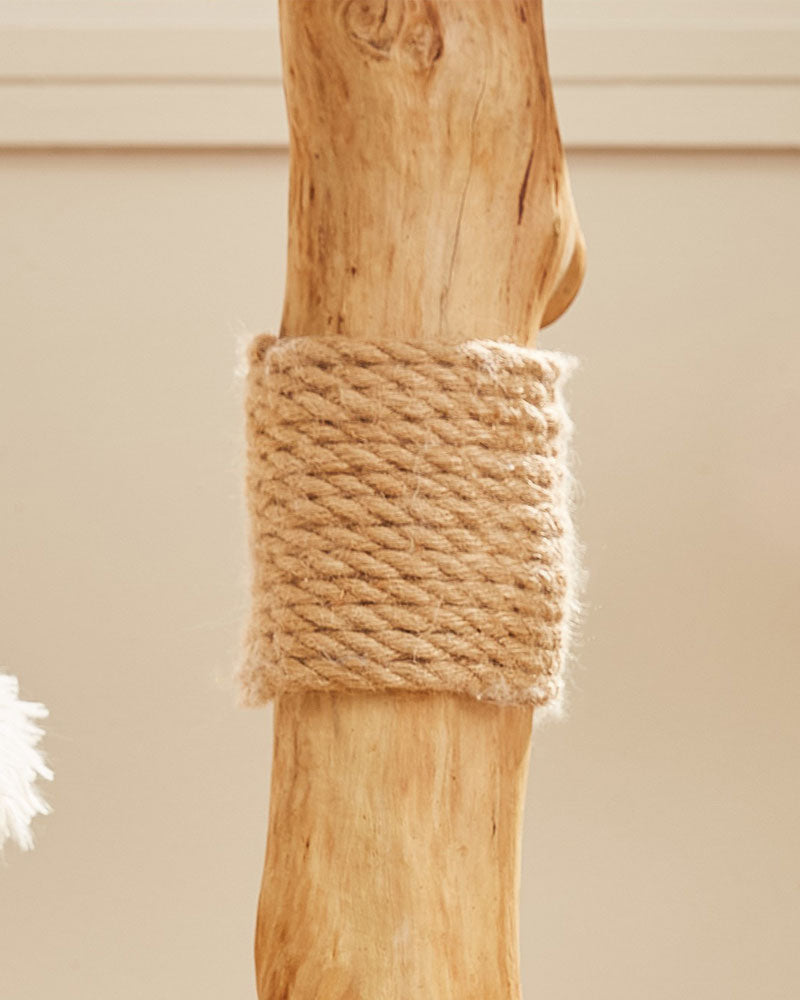 Wood Cat Tree Bed with Woven Grass