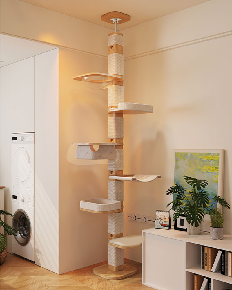 Zen Solid Wood Floor-to-Ceiling Cat Tree
